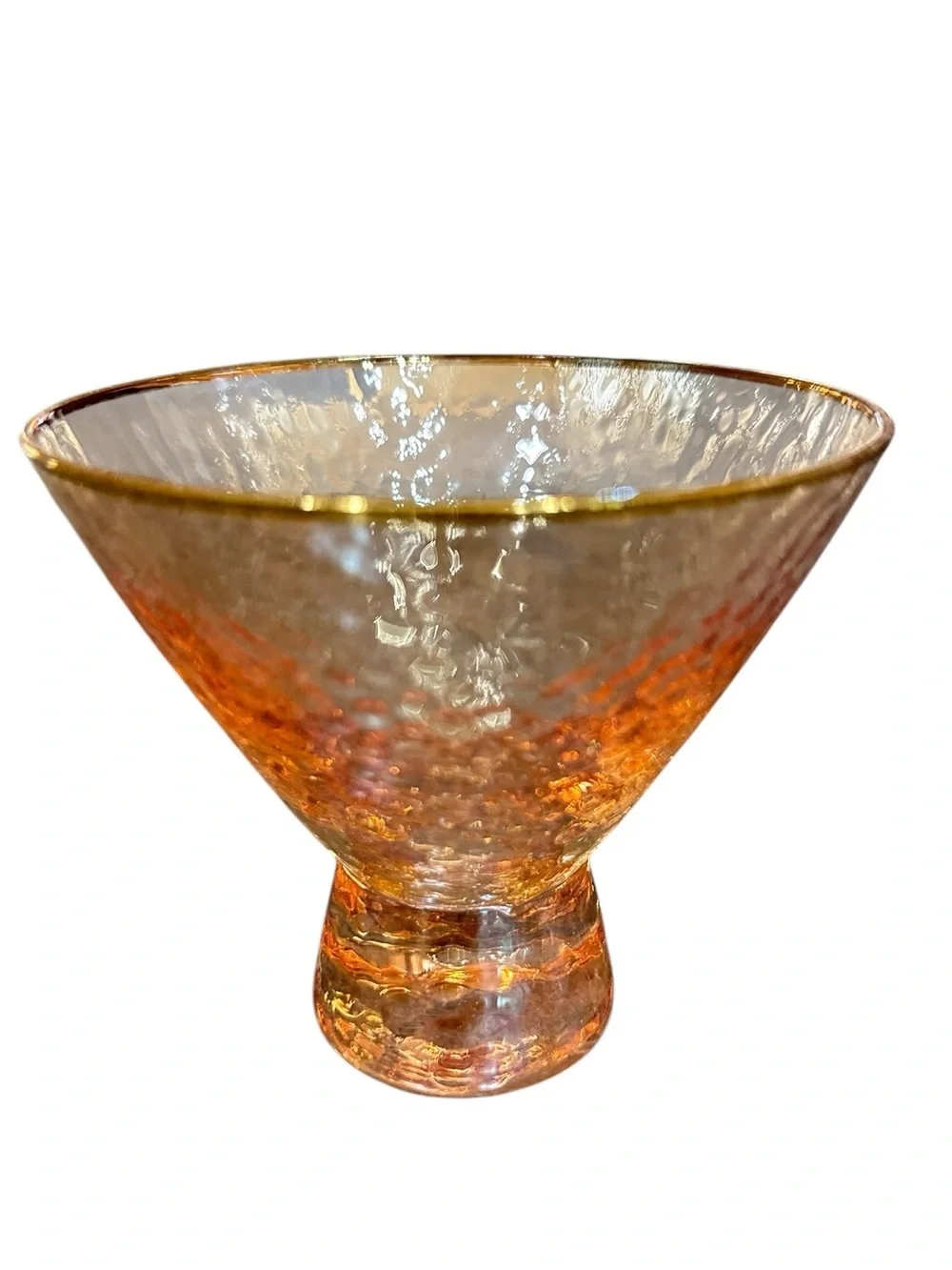 NIB Anthropologie Zaza Stemless Martini Glasses Set of 2 in Honey Luster